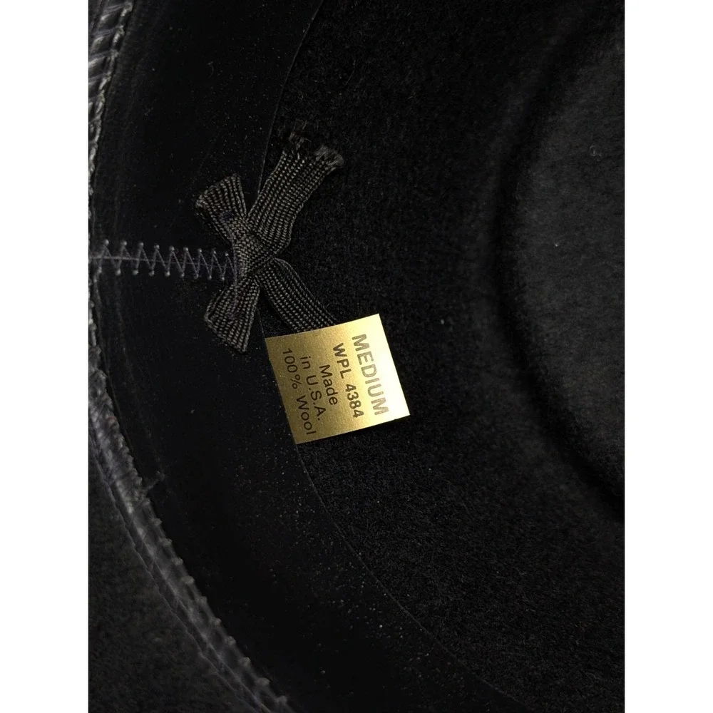 Vintage Black Felt Wool Western Cowboy Sun Hat Festival Boho Men's Medium USA
